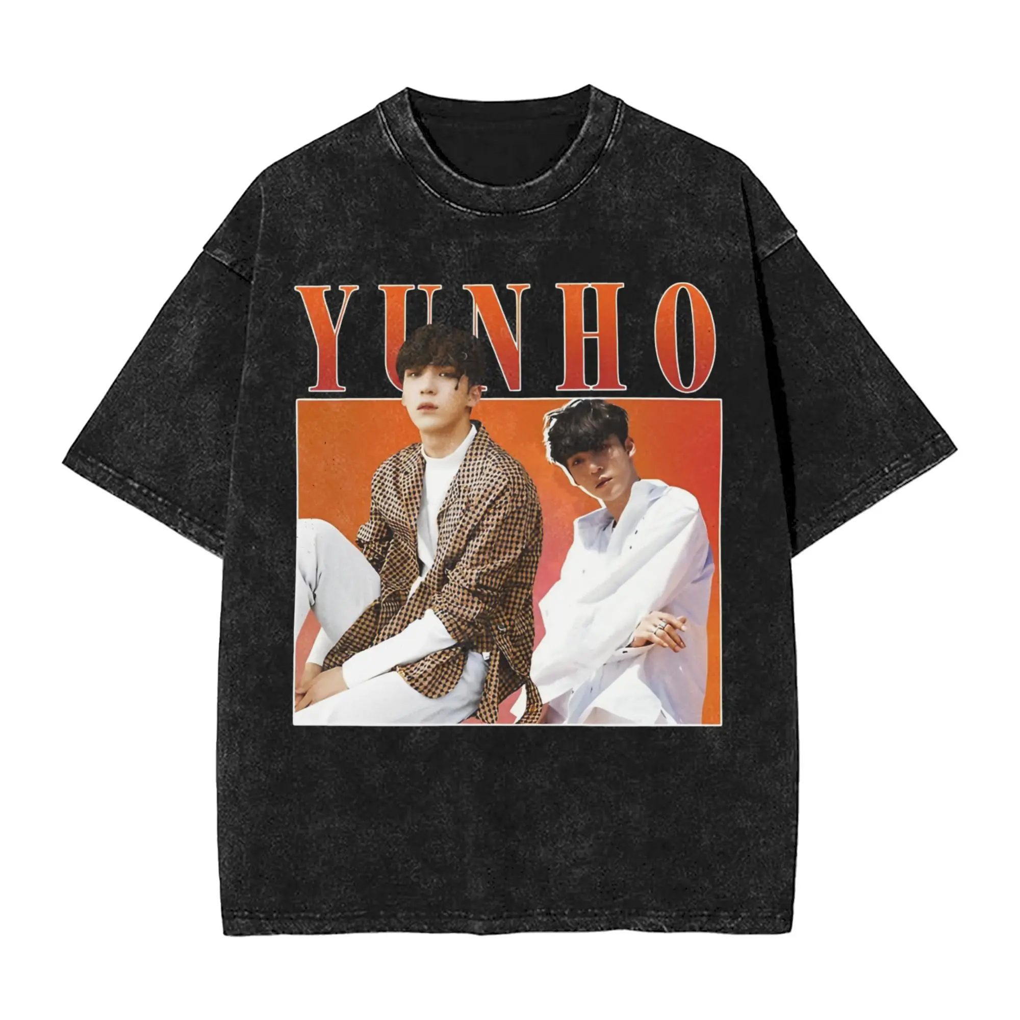 

Потрясающая футболка Jeong Yunho Ateez, мужская футболка из чистого хлопка с круглым вырезом, футболка с короткими рукавами, летняя одежда