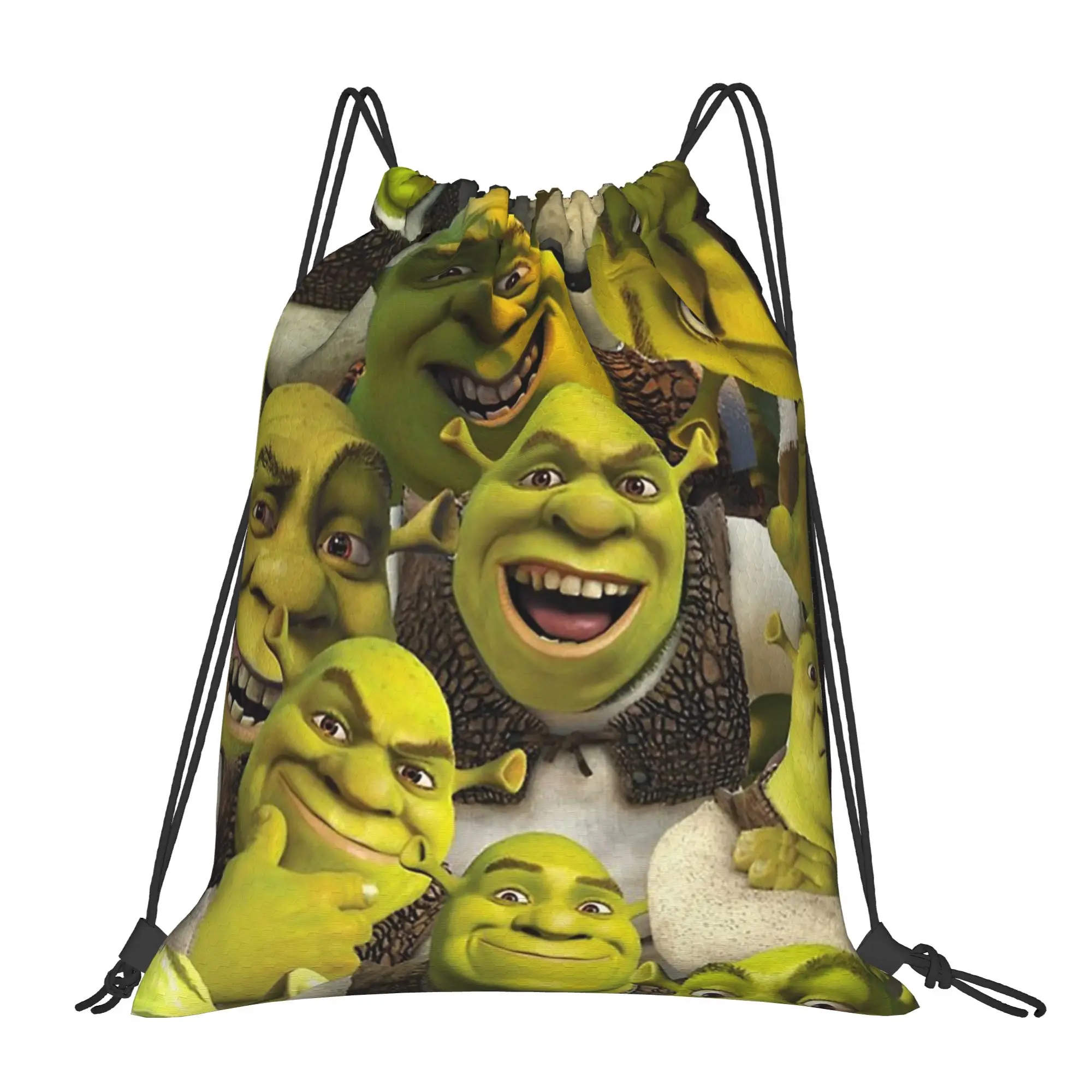 Shreks Memes Drawstring Backpack Sports Gym Bag Water Resistant Funny Face Anime String Sackpack for Yoga 36cm (W) x 43cm (H)