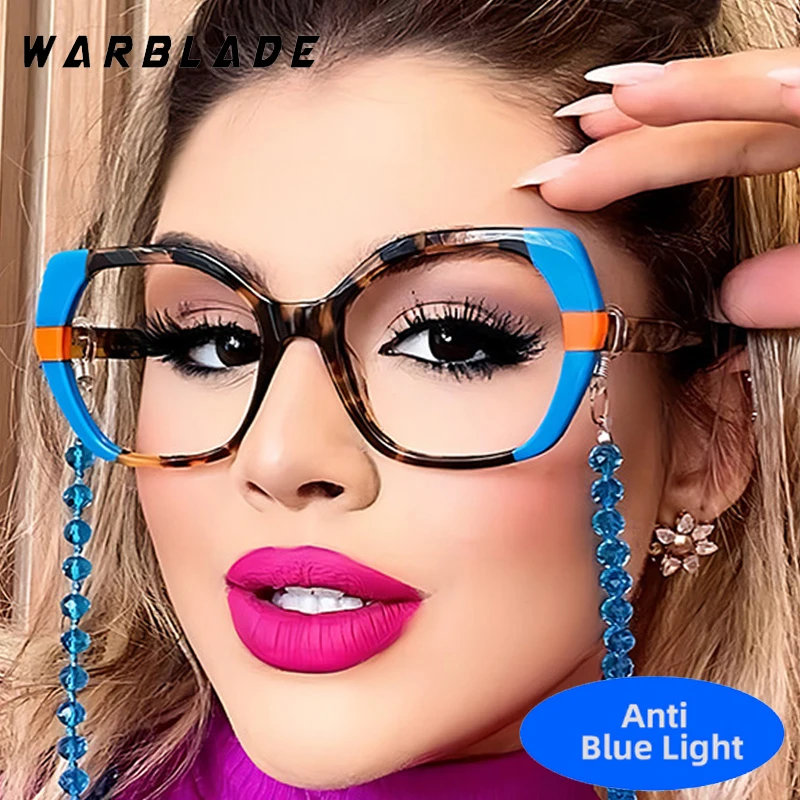 

New Fashion Rainbow Big Frame Cat Eye Anti-Blue Light Women Glasses TR90 Men Games Eye Protection Luxury Brand Optical Eyewear