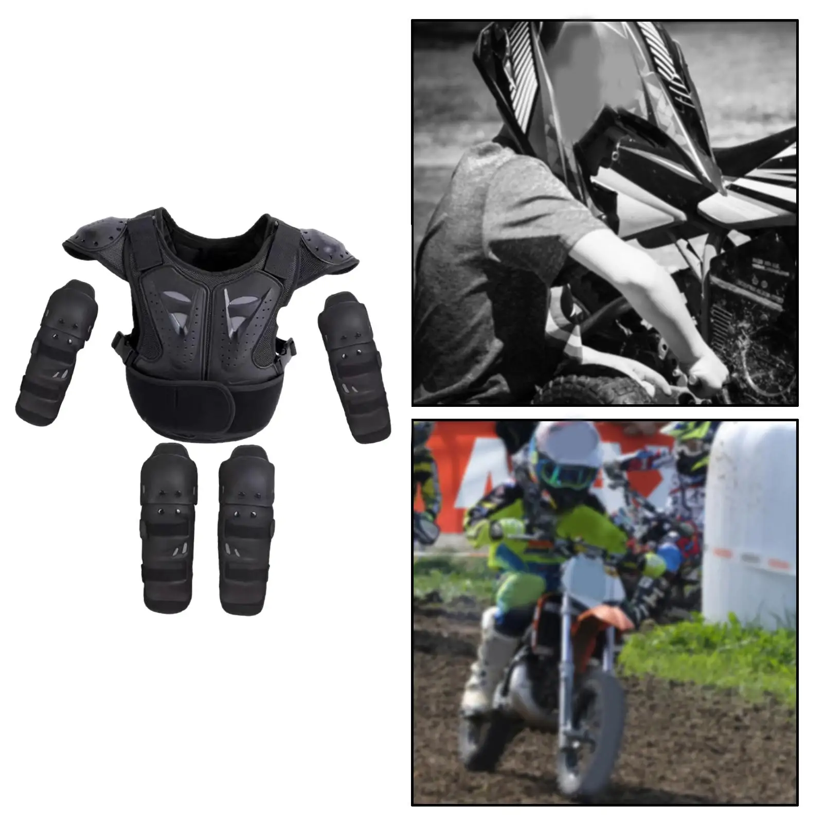 Child Motocross Armor Vest Full Body Suit Motorbike Protective Gear Chest Spine Back Knee Elbow Pads for Sports Activities