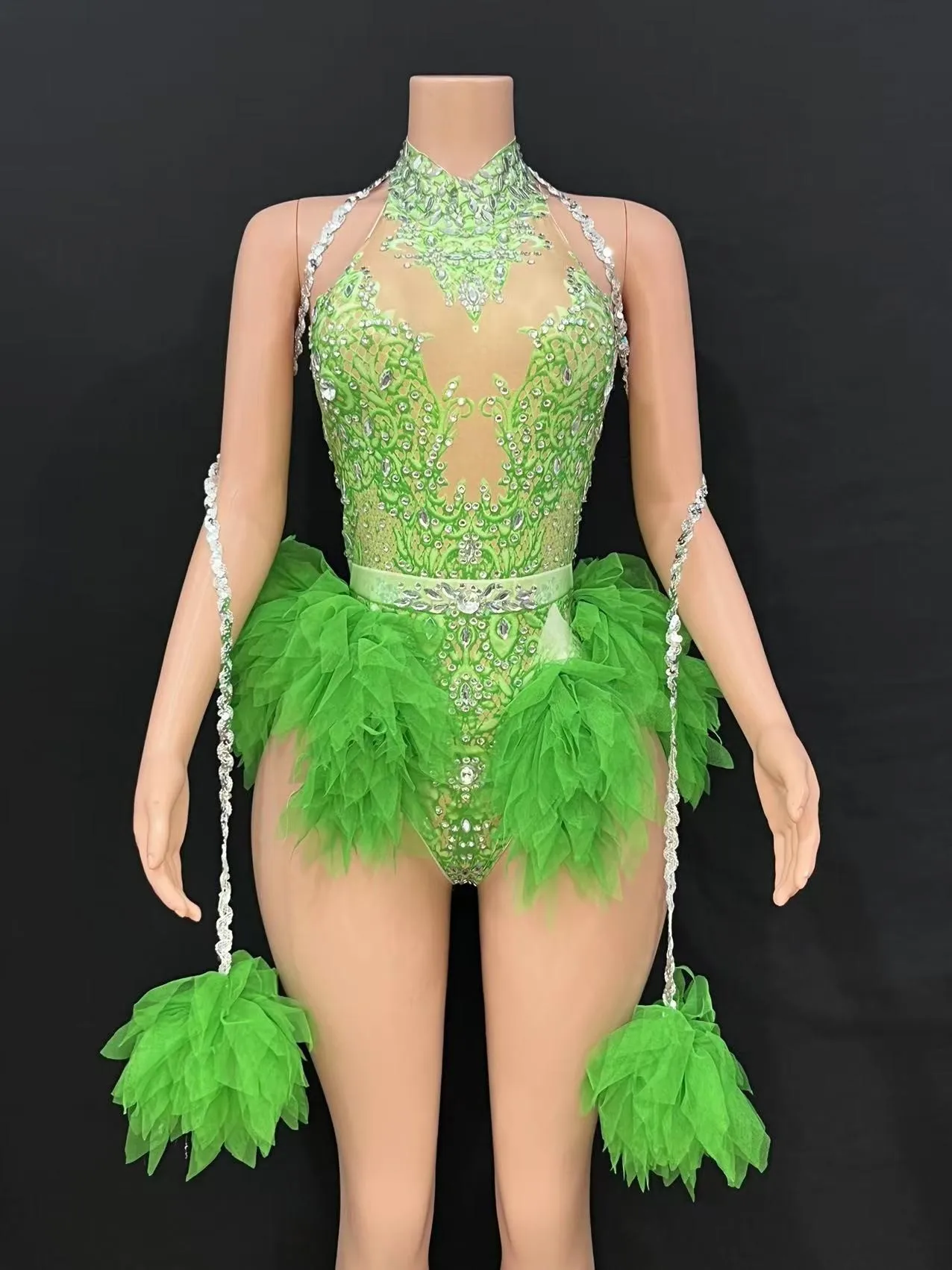 

Diamond slim-fit jumpsuit dance team singers ds red pink yellow group exotic performance costumes