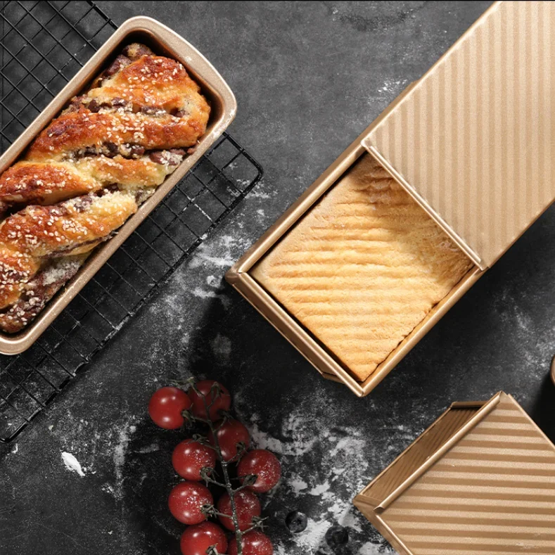 Rectangular Bread Mold with Cover Bread Baking Tray Cake Toast Non-Stick Toast Box with Lid Aluminized Steel Kitchen Accessory