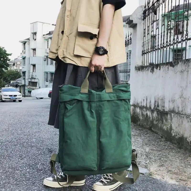 

Trendy Canvas Backpack Korean Sle Travel Bag for Women Large Capaci Dual Shoulder Straps Casual Leisure Pure Color