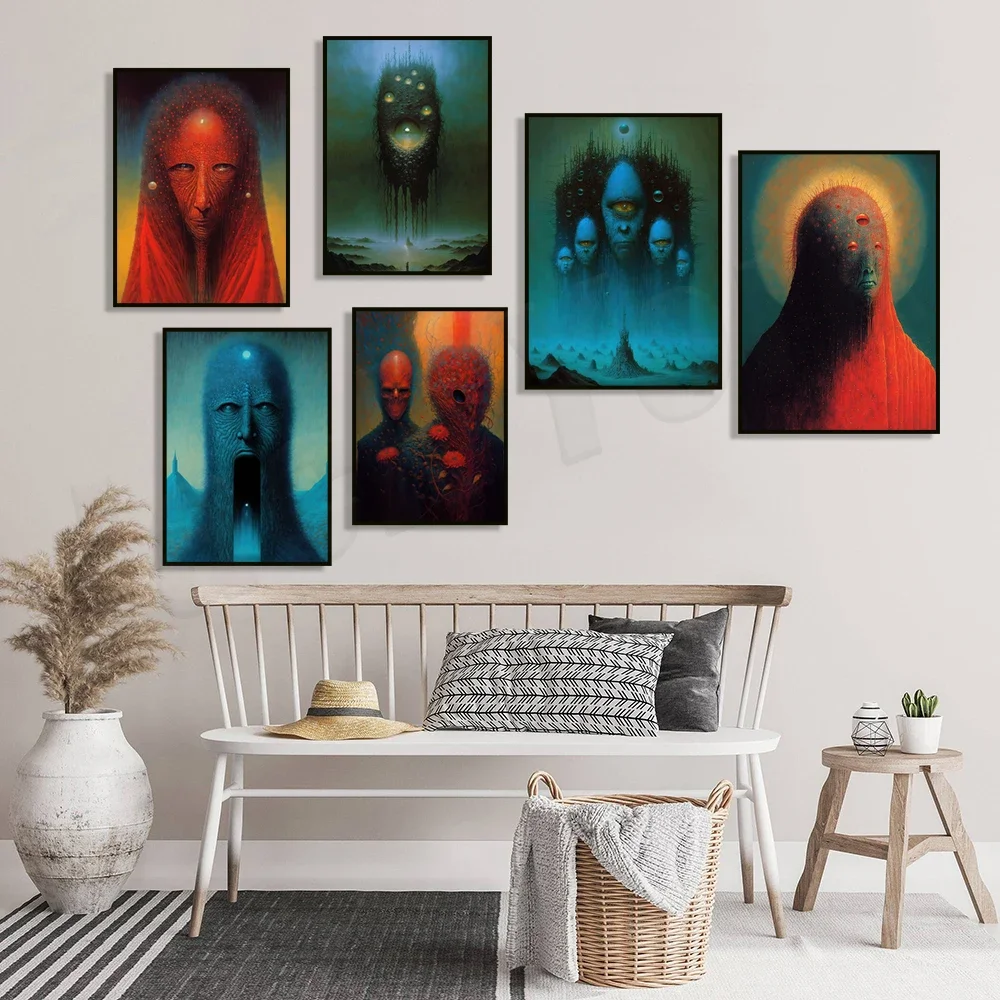 ملصق Zdzislav Beksiansk، فن تلميع، عين الحكم، طباعة فنية سريالية، طباعة فنية قوطية داكنة، ديكور منزلي غامض #4