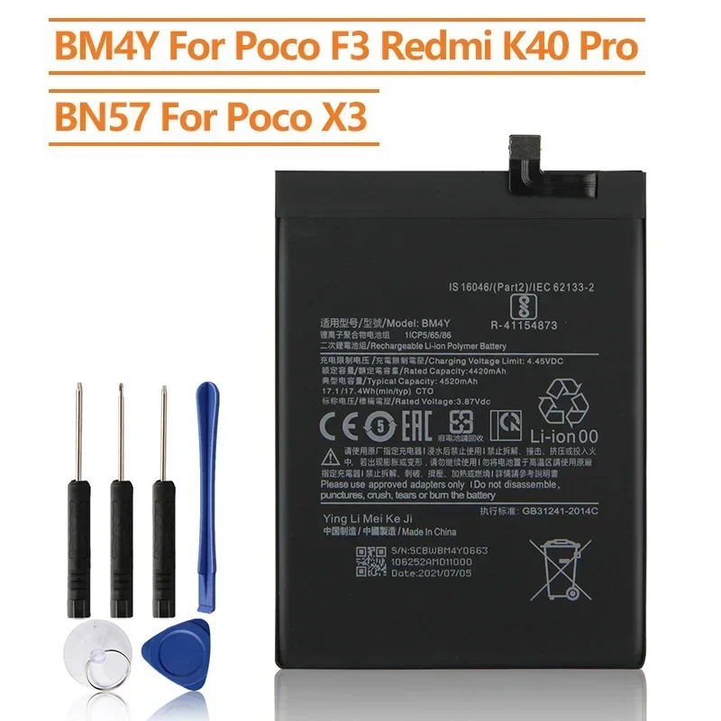BM4Y BN57 Phone Battery For Xiaomi Poco F3 X3 Poco X3Pro Redmi K40 Pro K40 Pro+