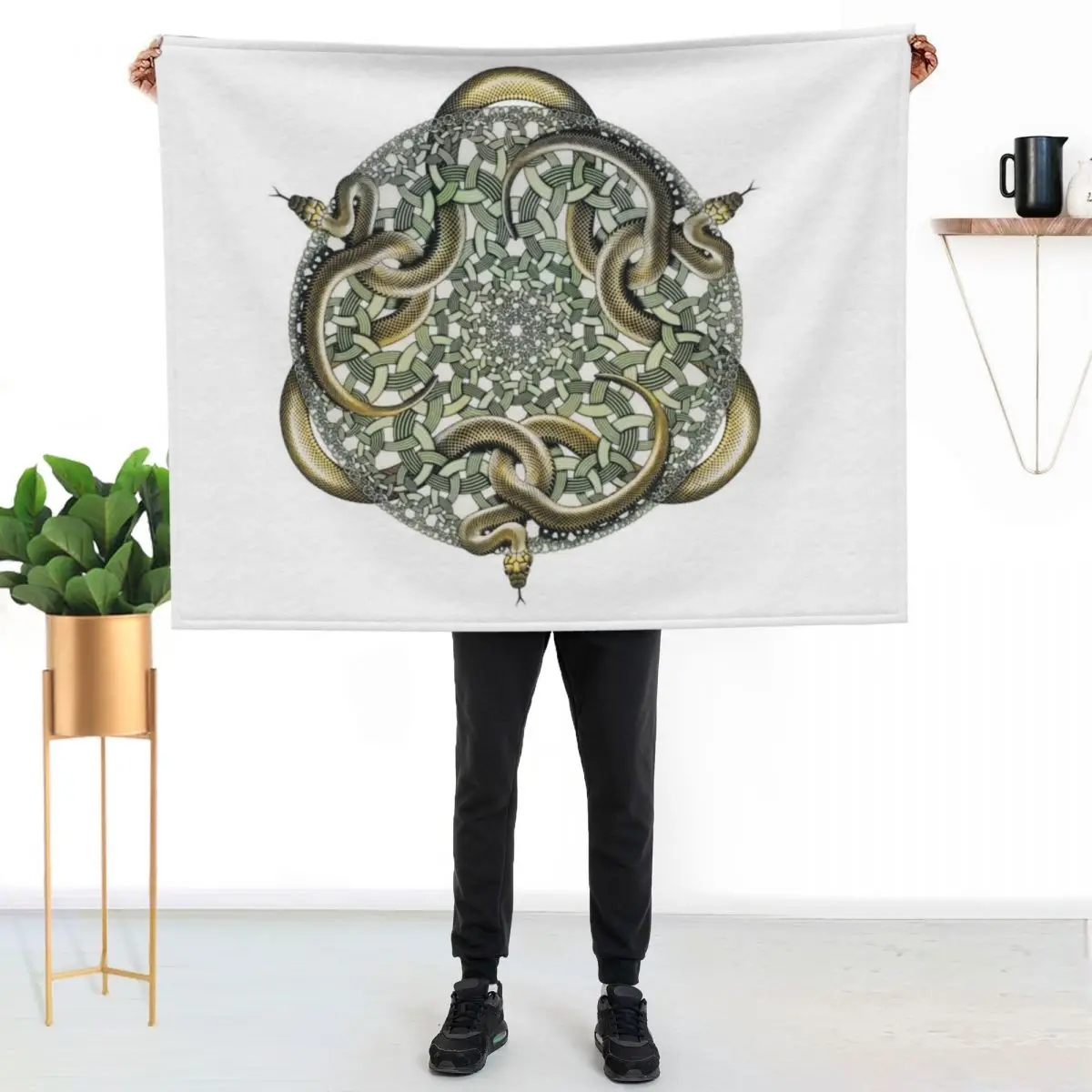 Escher Snakes Throw Blanket Polar Large Decorative Beds halloween for winter Summer Beddings Blankets