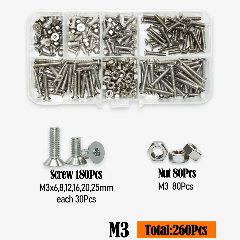 Innen sechs kant versenkte Flach kopfs ch raube Kit m2, 5 m3 m4 m5 m6 Sechs kant Innen sechs kant mutter 2,5 Edelstahl din7991 Maschinen schraube – Detail 9