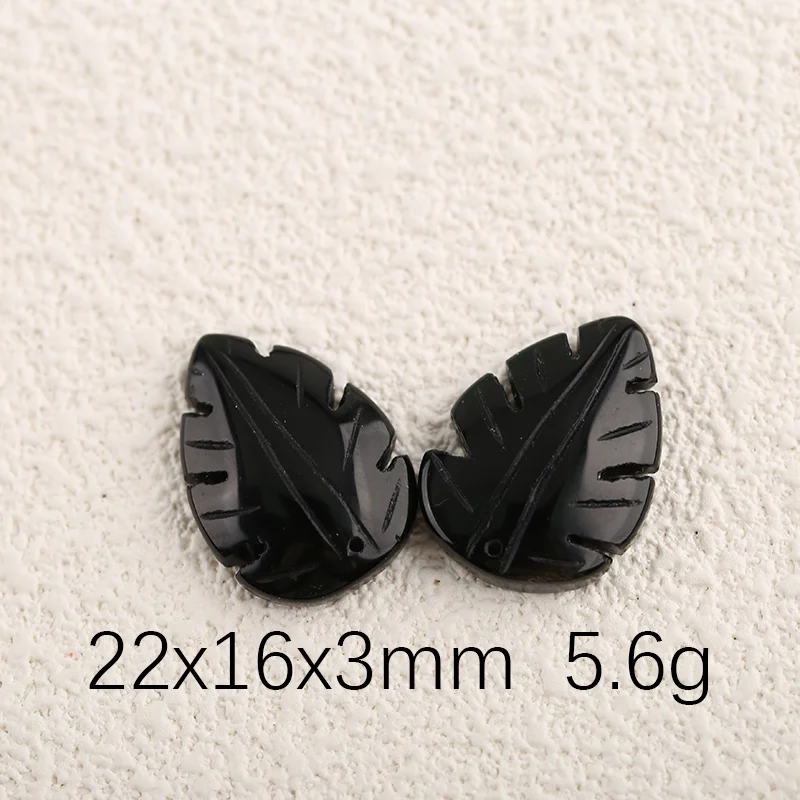 Black Obsidian Leaf Charms Jewelry Semiprecious Stones,Earrings Beads for Jewelry Handmade Natural Jewelry 22x16x3mm 5.6g