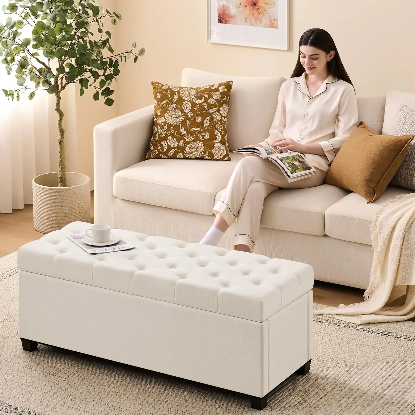 Storage Ottoman Bench Bedroom 47.2