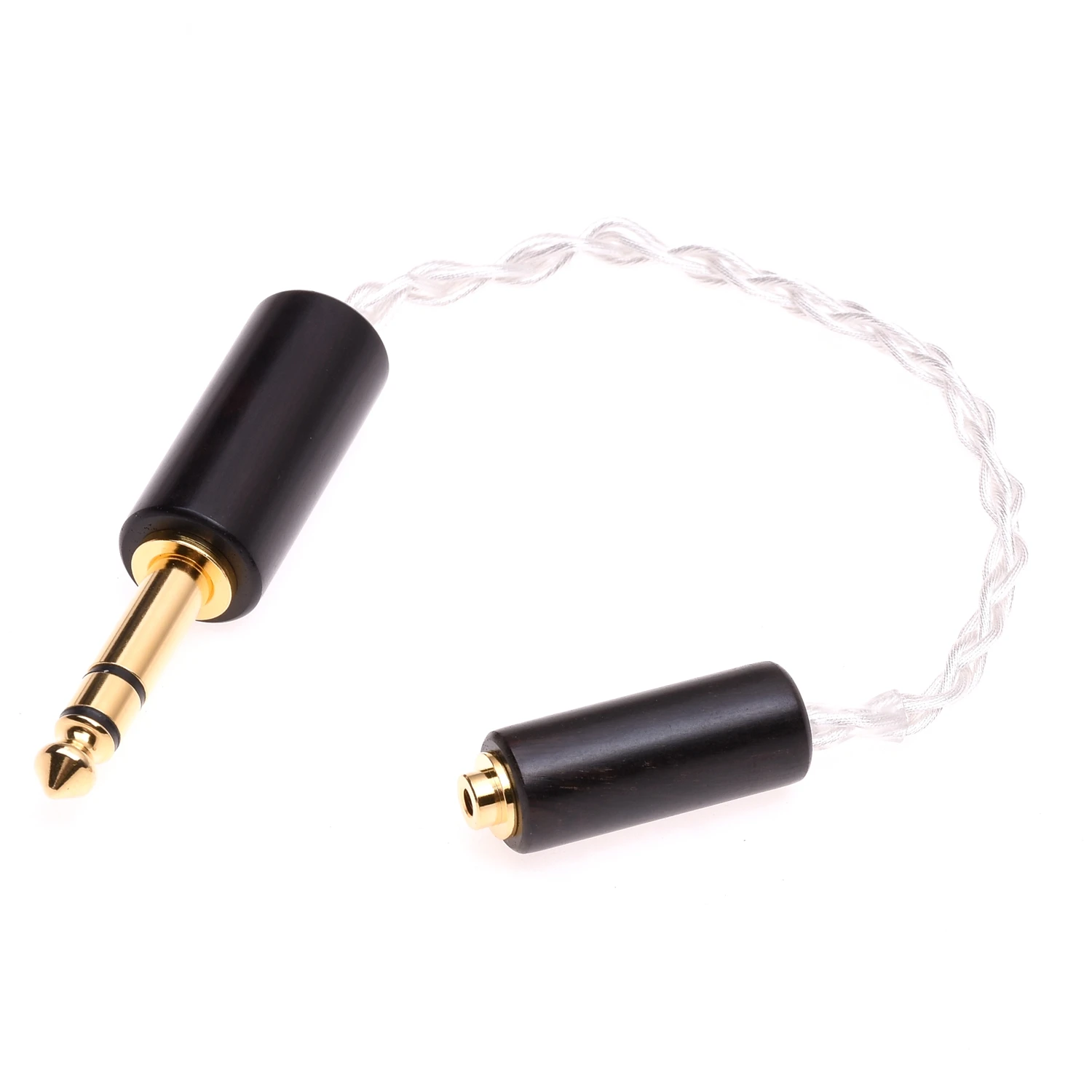 Adaptador de Audio para auriculares, accesorio de madera de 10cm, 1/4, 6,35mm, macho a 2,5mm, TRRS equilibrado, 4 núcleos, 6N, OCC, chapado en plata de cristal