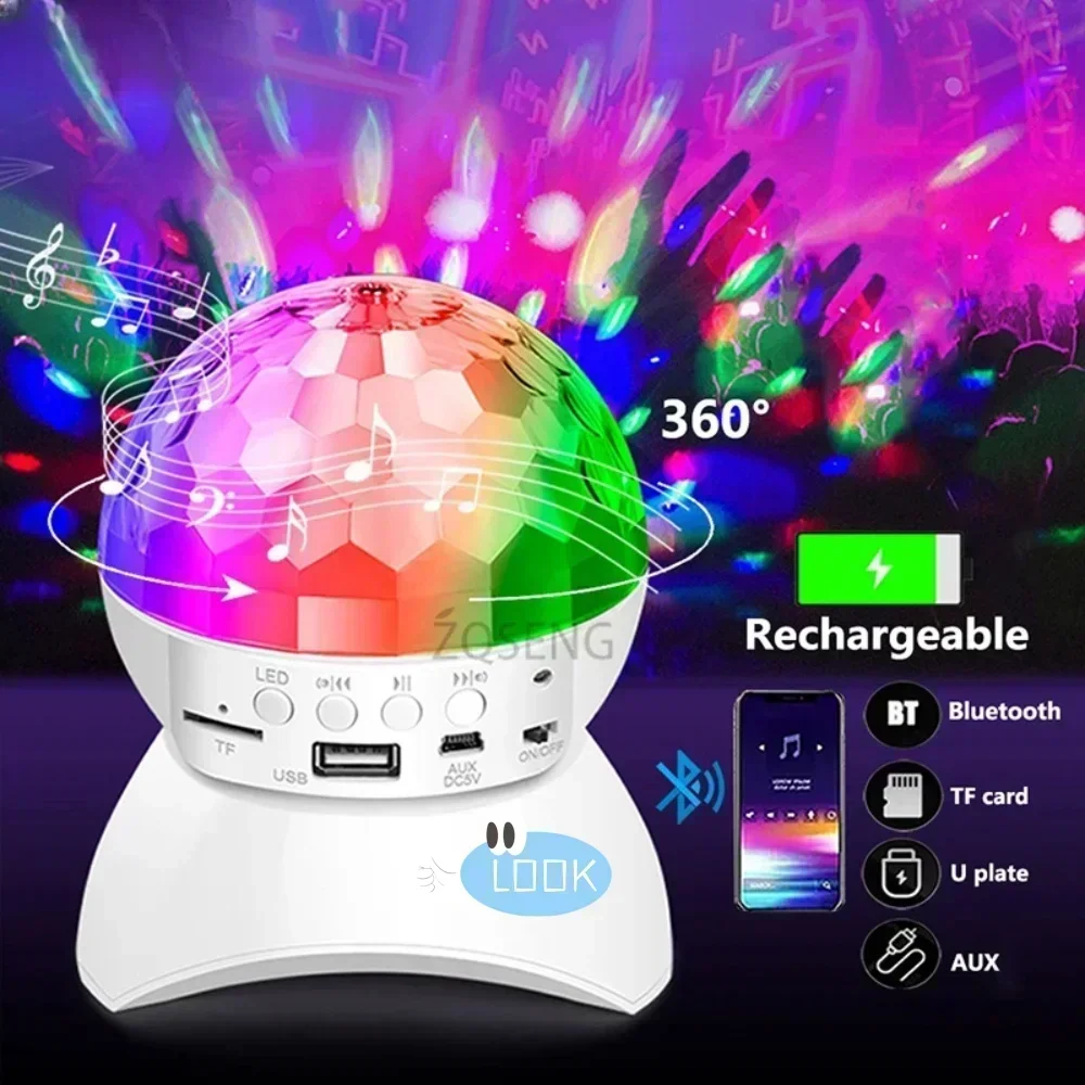 Bluetooth sound stage light, Christmas projection light, colorful crystal magic ball, music flash, KTV dazzling atmosphere light