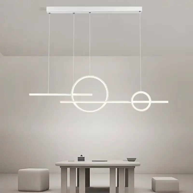

Modern Dining Room Pendant Light Dining Table Bar Long Strip Chandelier Simple Black Bedroom Eye Protection Pendant Lighting