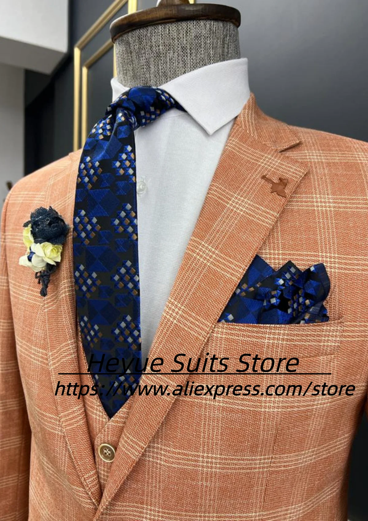 Elegant Party Suits For Men Customized Slim Fit Formal Groom Wedding Tuxedos 3 Pieces Sets Sets Male Blazers trajes para hombre