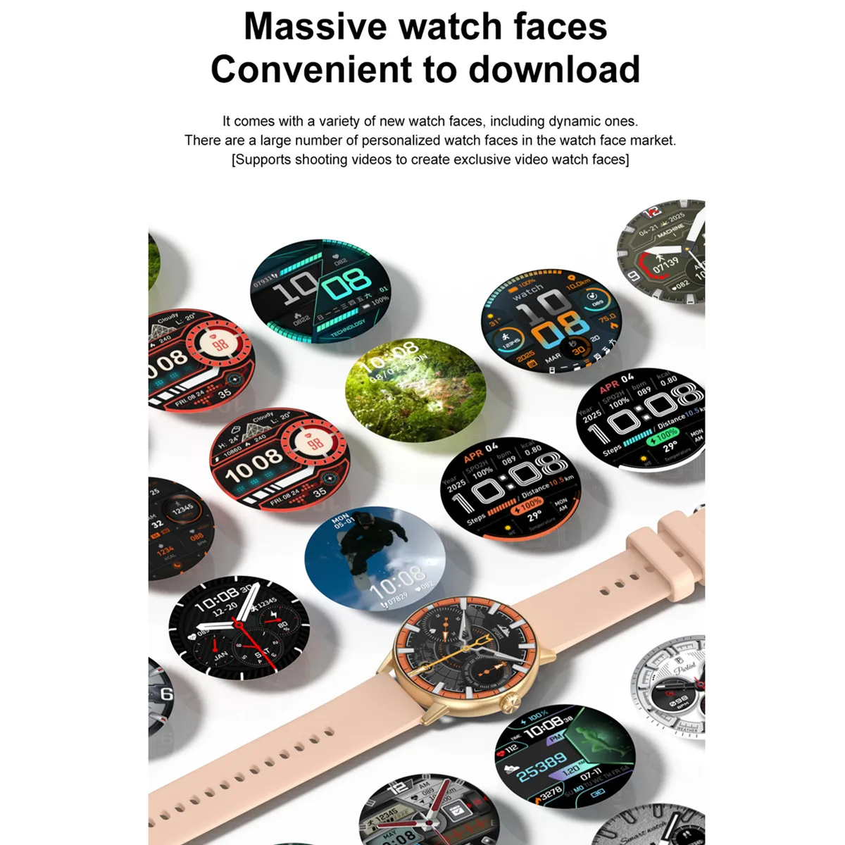 ساعة ذكية للنساء تدعم TWS Connect Whatsapp Message Reply 4GB/ROM مساعد صوتي بلوتوث خريطة الاتصال الملاحة Smartwatch