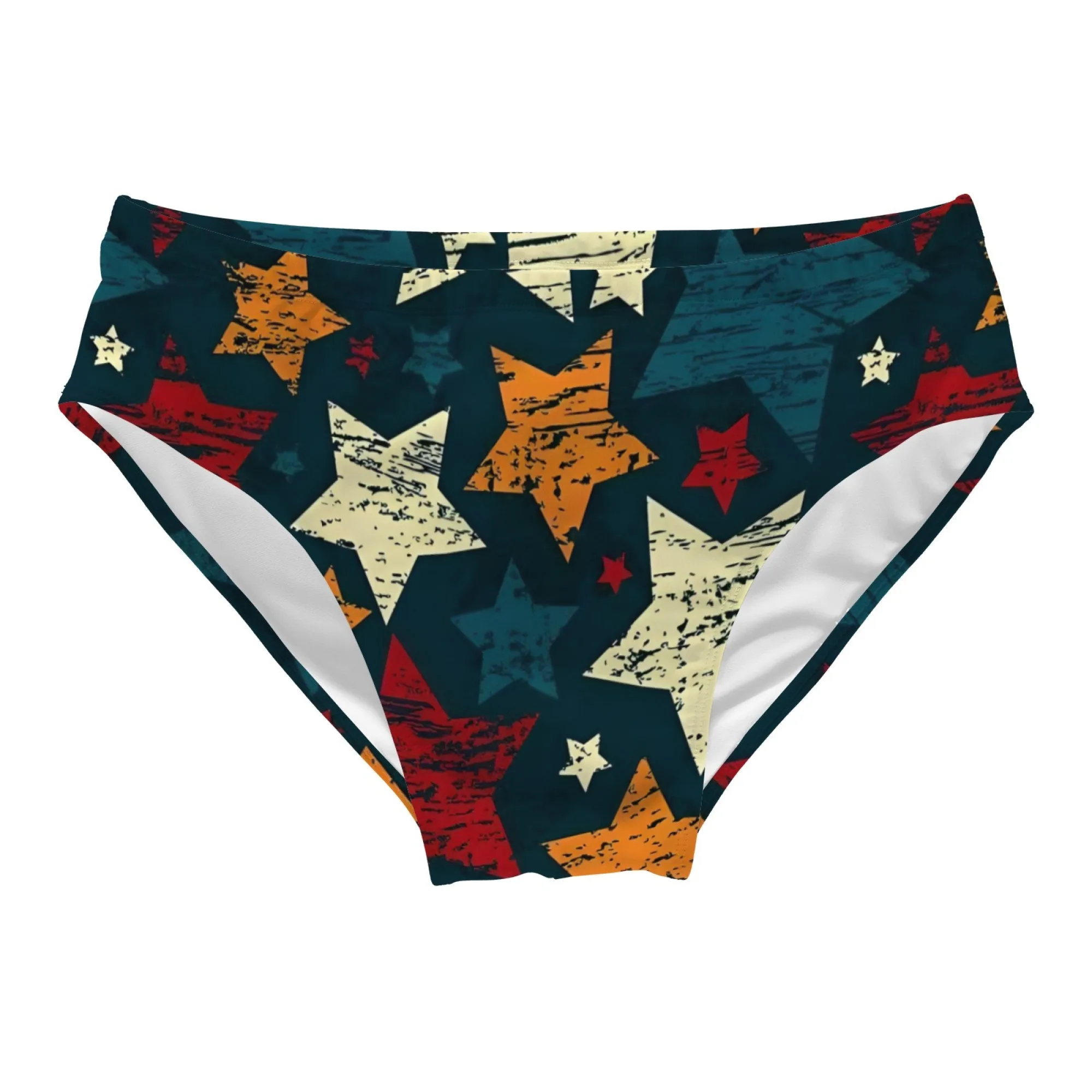 Retro Star Theme Print Men's Socks Sexy Bikini Light Beach Surf Shorts Breathable Pool Briefs Swimwear Party Holiday Fun Gift