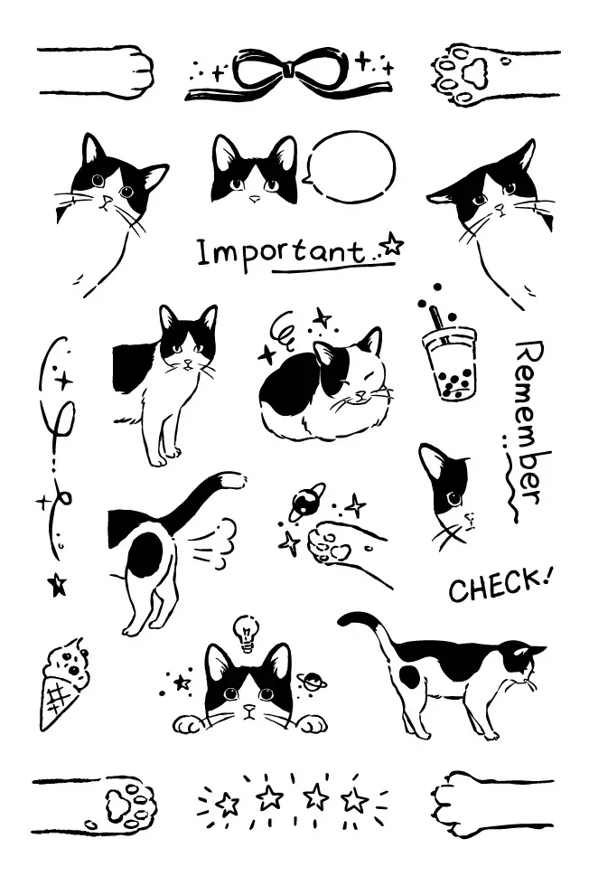 1 Piece Cute Cat Stamps for Kids Transparent Silicone Cartoon Kitten Stamp DIY Decor Scrapbook Journal Stamp Student Supplies