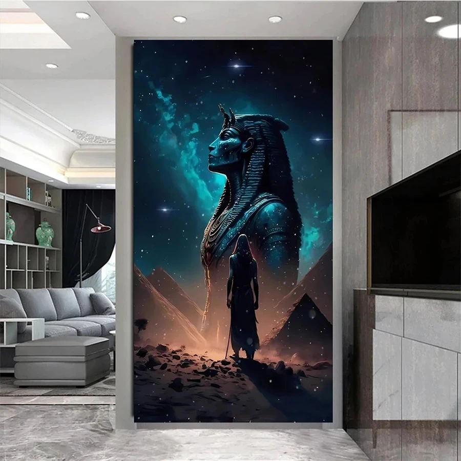 Diamond Embroidery Picture Retro Egyptian Pharaoh Pyramid Mythology Diamond Painting Full Drill Mosaic Cross Stitch Wall Art