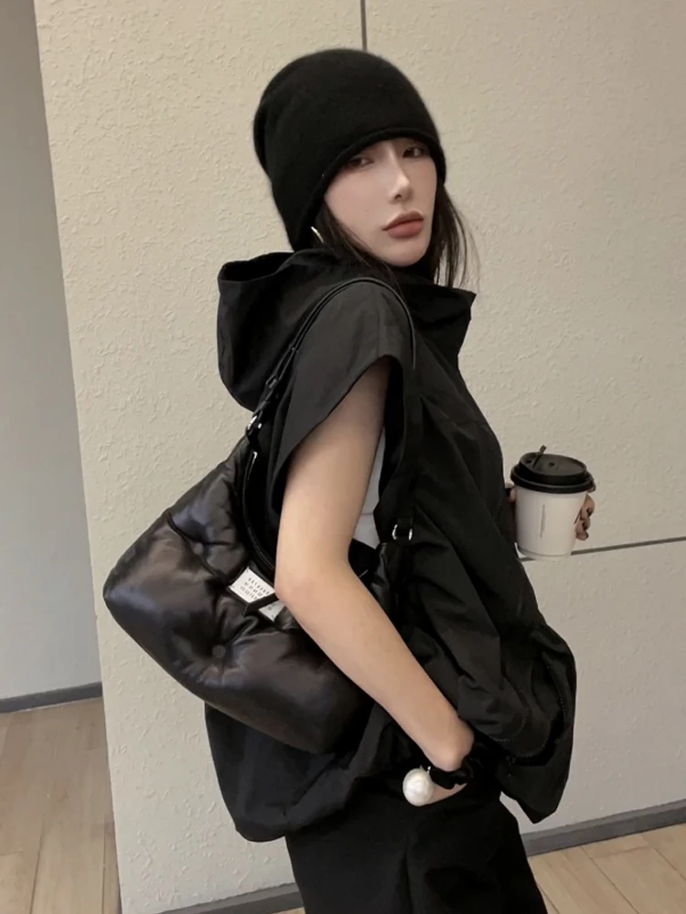 Women's Loose Fit Zipper Tank Top Vest Summer Workwear Sle Asymmetrical Zipper Design Svel Hooded Windbreaker Vest