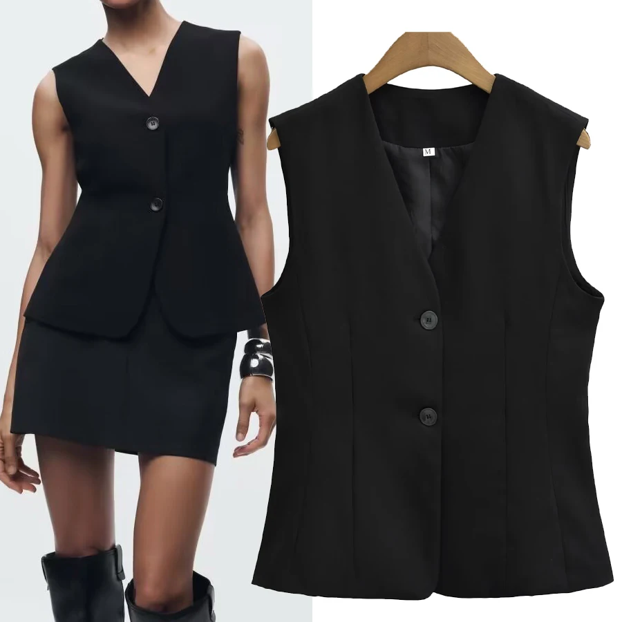 

Модный женский облегающий жилет Faionable H650 с пуговицами, универсальный дизайн, весна 2024, стандартная длина, другой материал