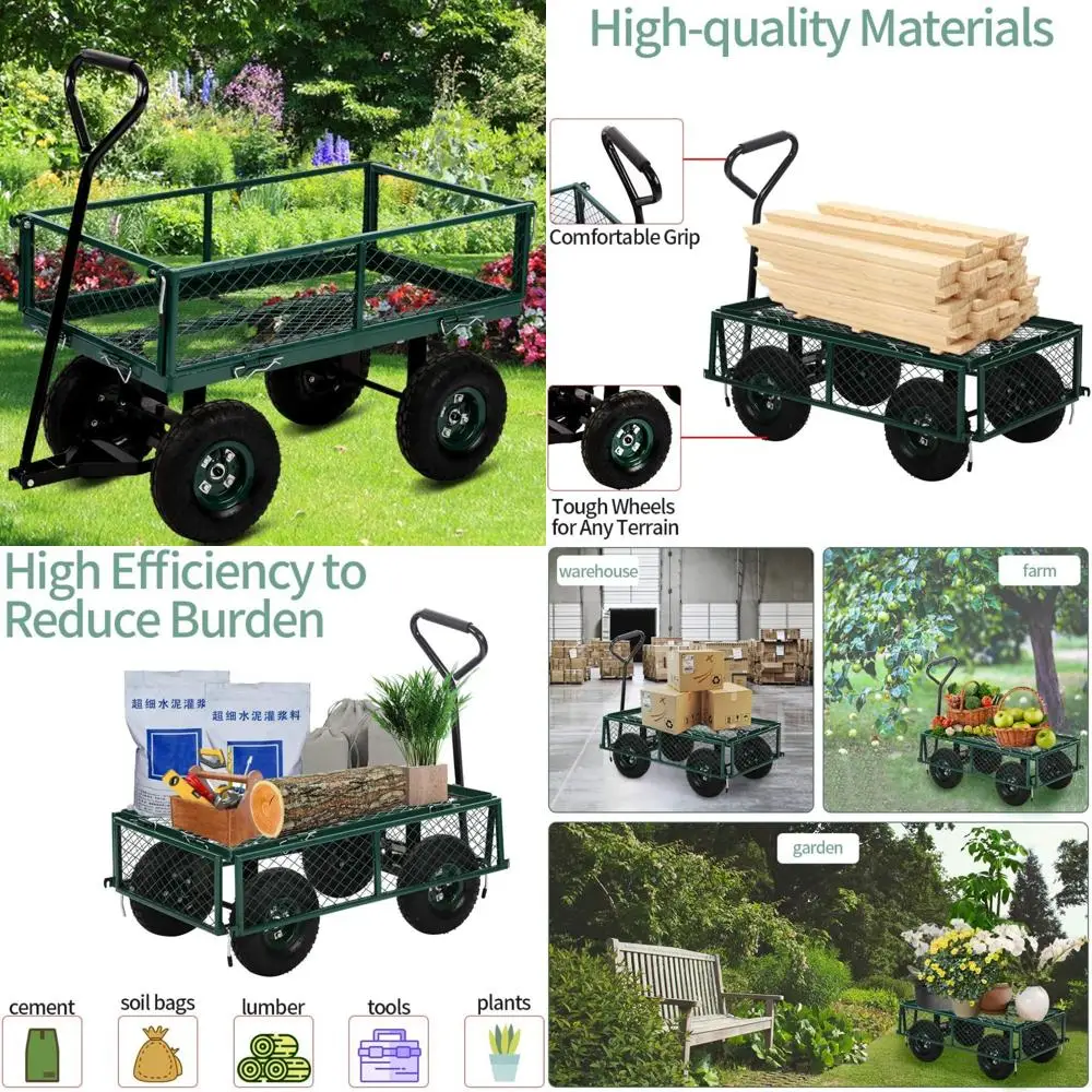 

Heavy-Duty 49L Collapsible Beach Fishing Cart with Rod Holders, 330lbs Capacity Extra Large Folding Utility Garden Cart