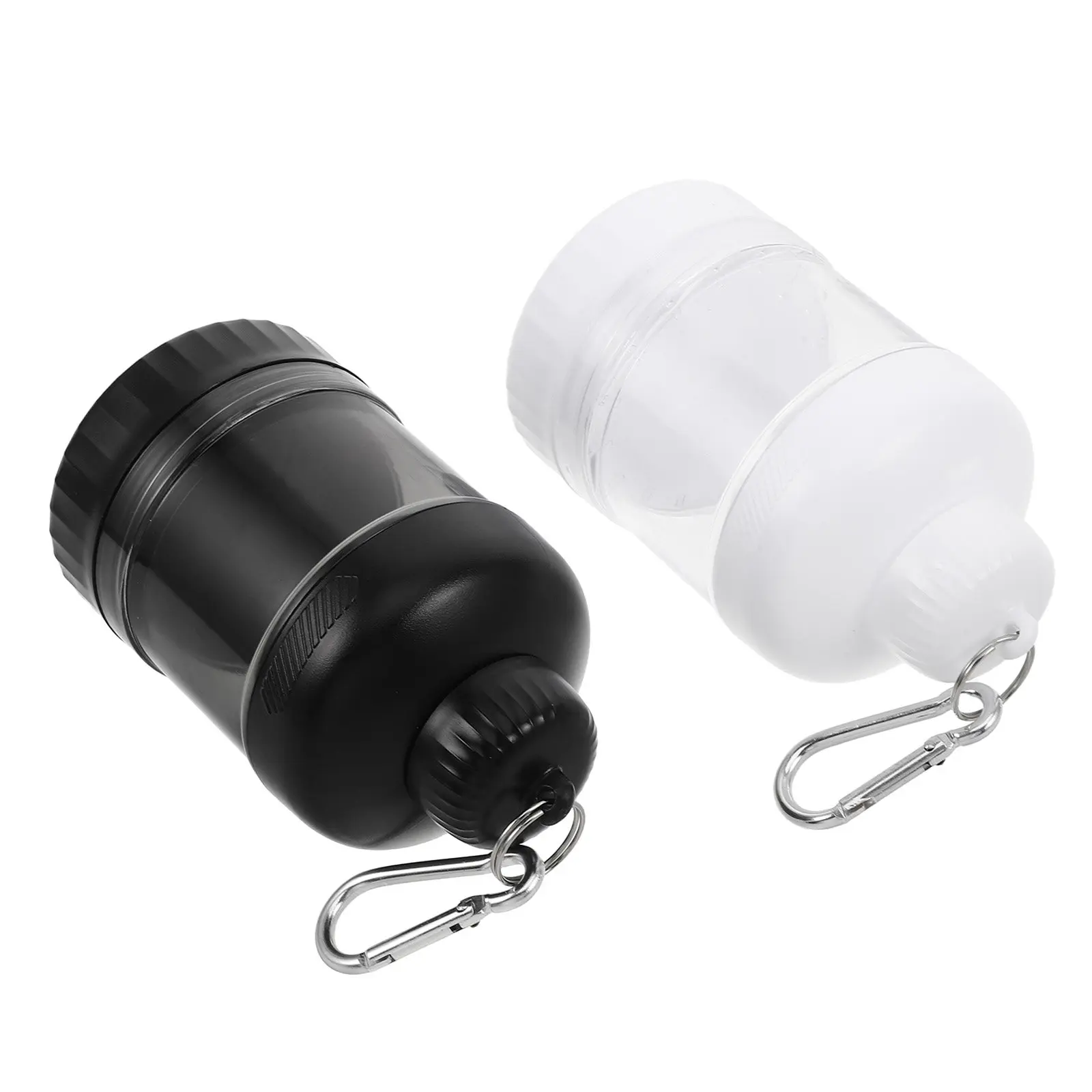 2 pièces, récipient portable pour poudre de protéines, pot de rangement transparent et hermétique, porte-capsules avec anneau porte-clés, sac à dos de sport, idéal pour les activités de fitness en extérieur.