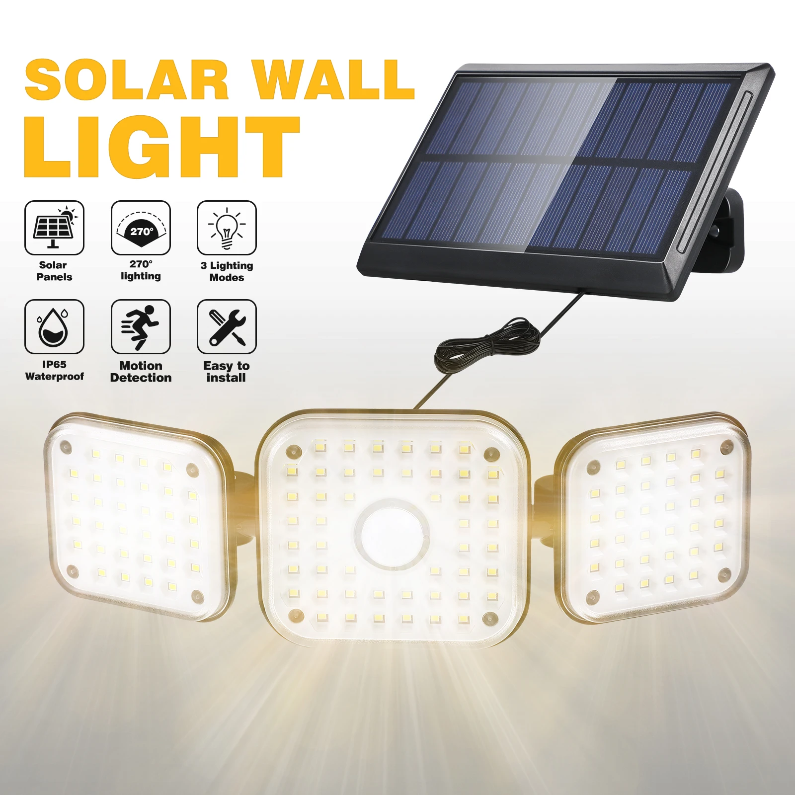 

Solar Outdoor Wall Lights Motion Sensor Remote Street LED Bright Wide Range Night Solar Lighting Abs