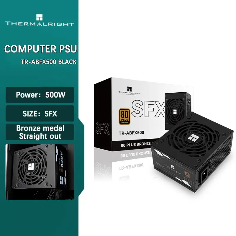 Thermalright TR-ABFX500 สีดํา SFX เหรียญทองแดงตรง Mini ขนาดเล็กแหล่งจ่ายไฟ ITX ขนาดเล็กติดตั้ง PSU ขนาดเล็ก