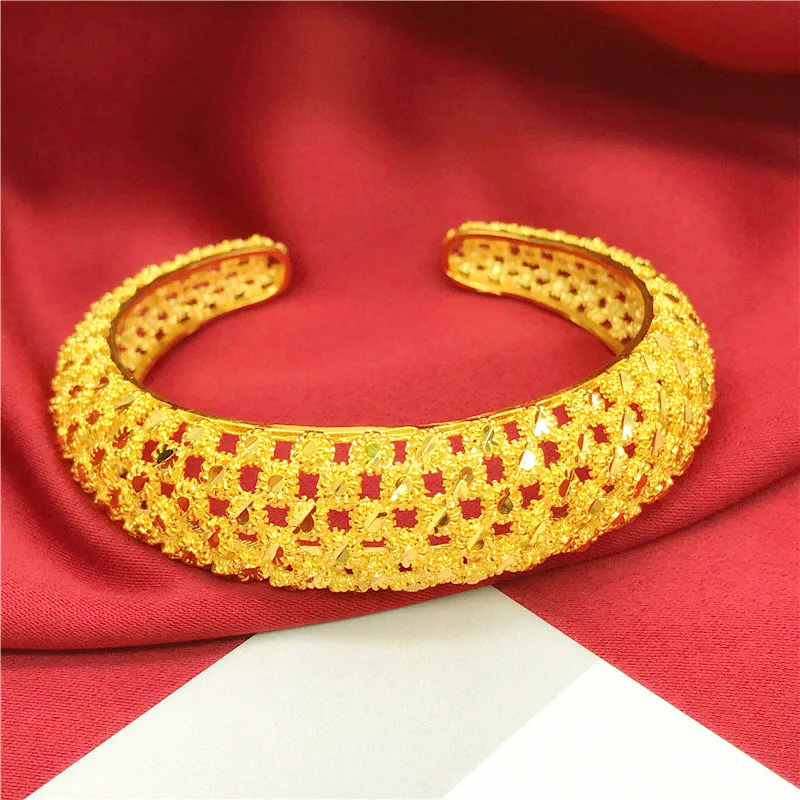 Long time no fading gold bracelet sand gold gold bracelet women's Vietnamese sand gold bracelet hollow gold bracelet