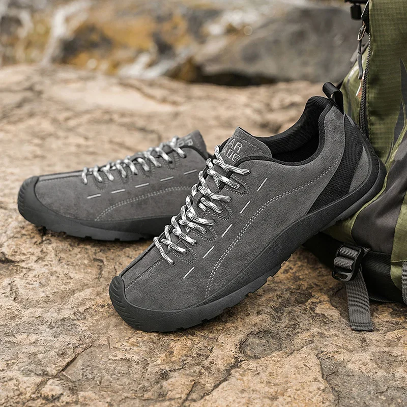 

Mens Hiking Shoes Outdoor Low Ankle Hunting Trekking Sneakers 2025 High Quality Plus Size Suede Leather Men Tourism Travel Shoes