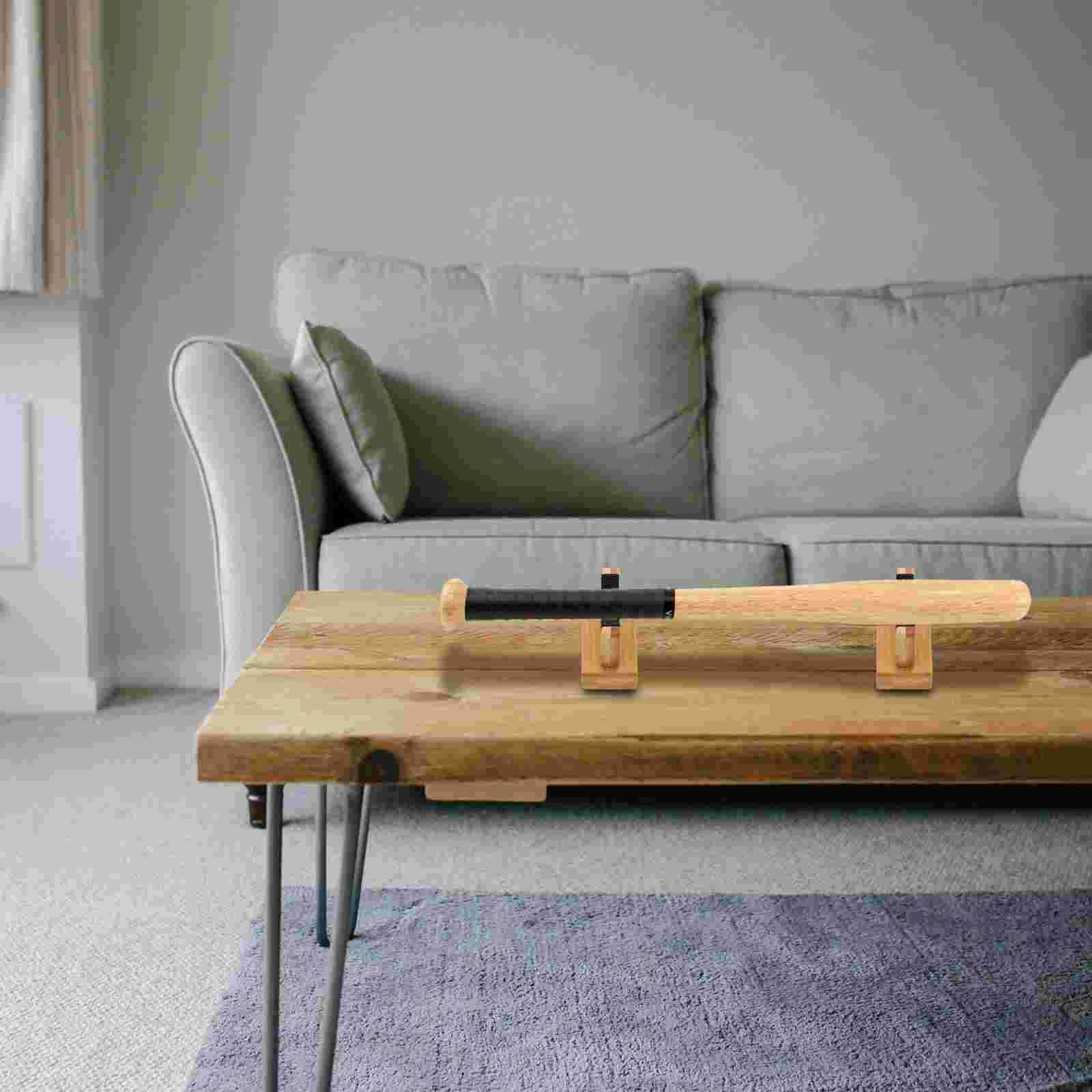 Baseball Bracket Bat Wall Mount Display Cabinet Solid Wood Beech Horizontal Desktop Stand