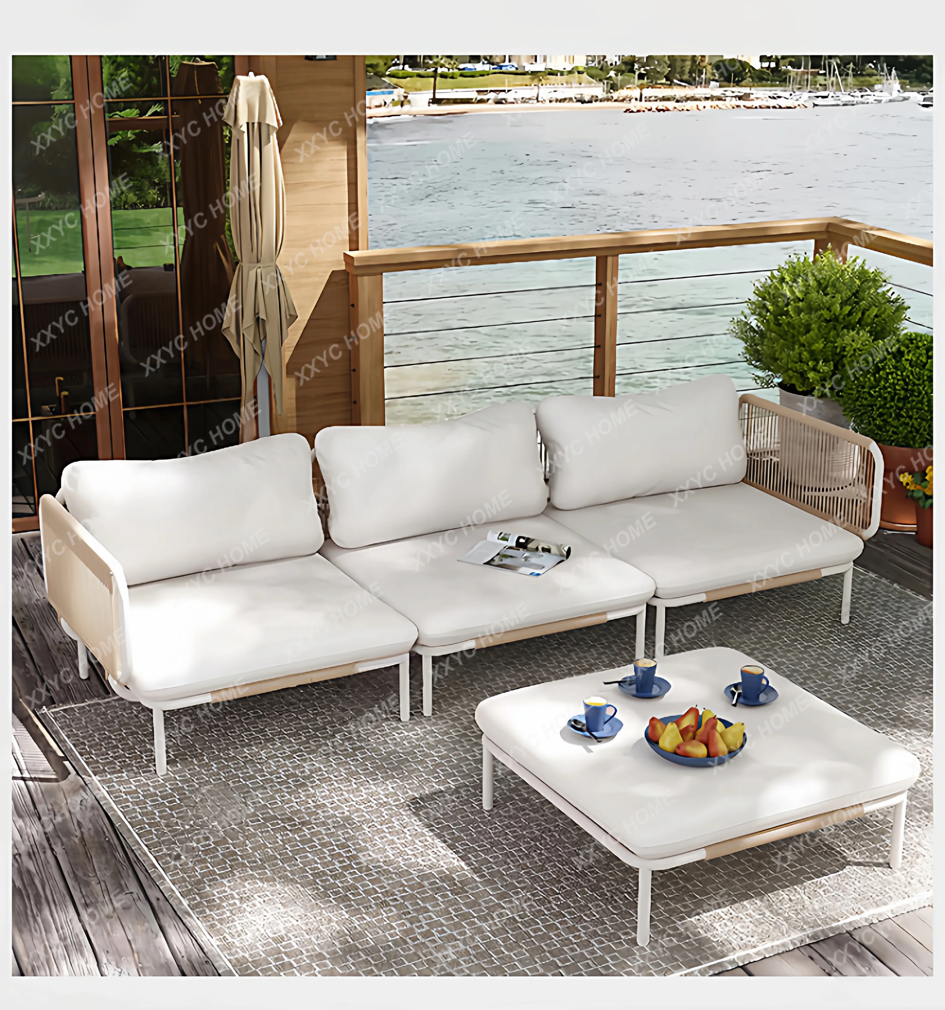 

Outdoor sofa courtyard rattan chair garden aluminum alloy waterproof sunscreen furniture
