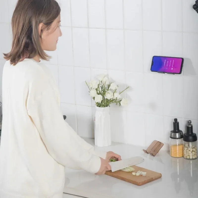 Plastic Wall-Mounted Mobile Phone Holder for Bathroom Sink and Kitchen Charging Support Bracket - Chasing Drama Phone Stand image 2
