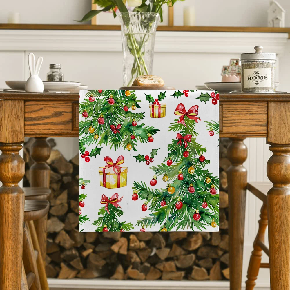 Christmas Tree Gingerbread Table Runners Dresser Table Decor Farmhouse Dining Table Runner Holiday Party Decoration