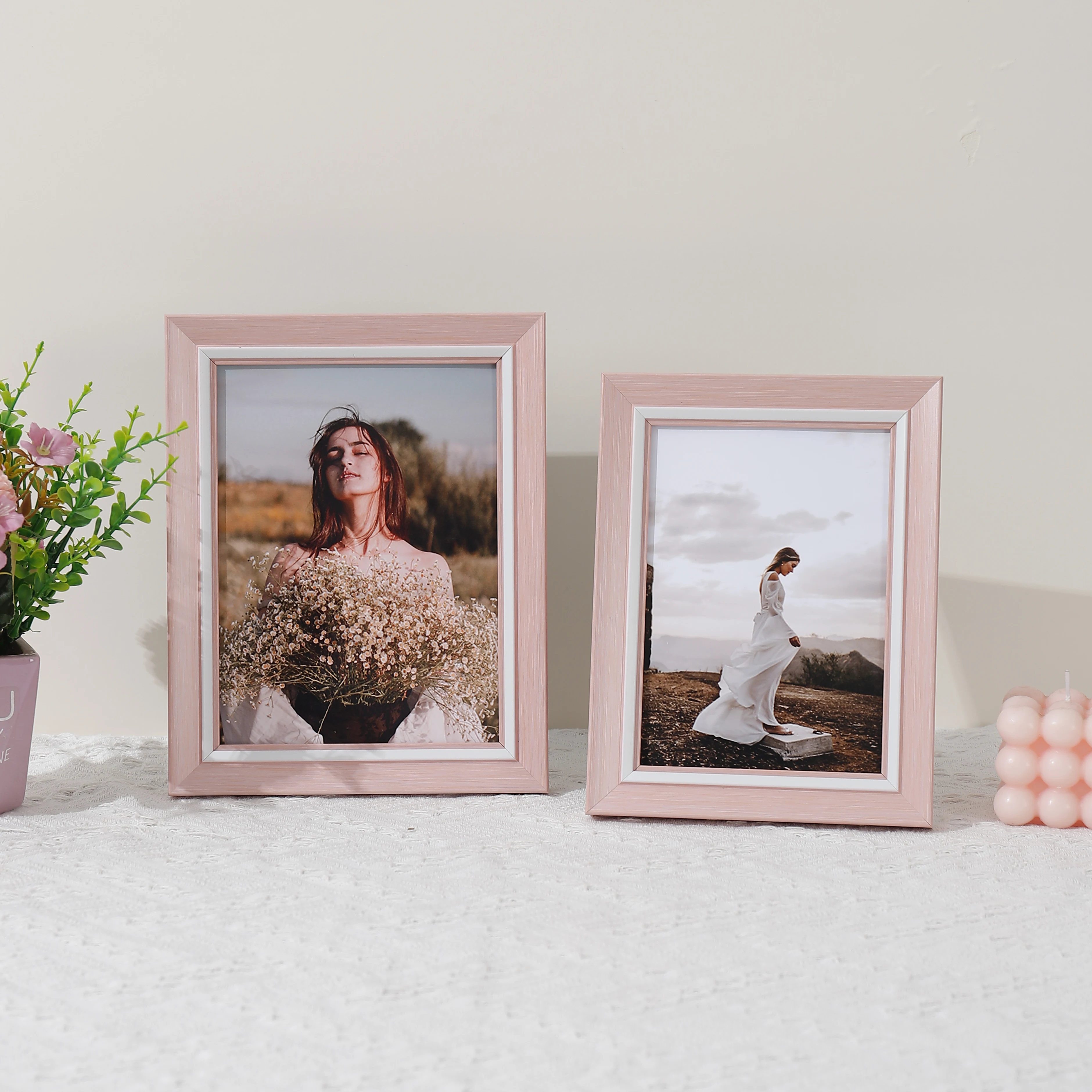 Nordic powder light luxury picture frame Plastic picture frame with HD Plexiglass fashion modern style pink picture frame