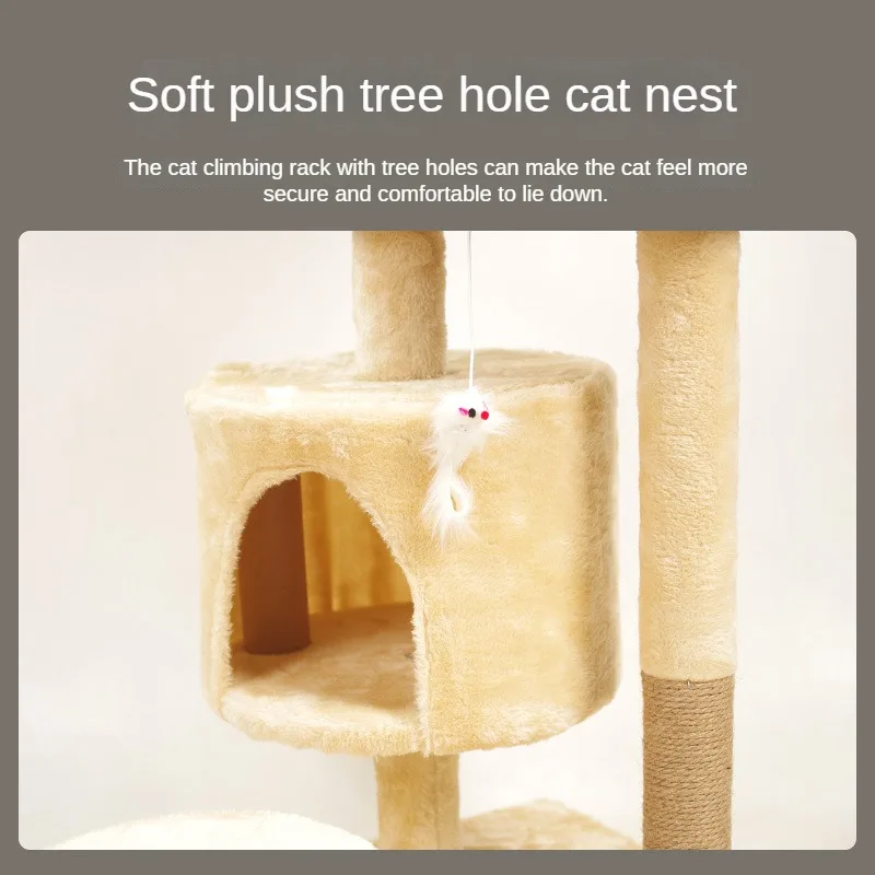 Multi-Layer Cat Tree Tower with Comfortable Perch, Stable Climbing Frame, Scratchboard Toy, Plush Fabric, House