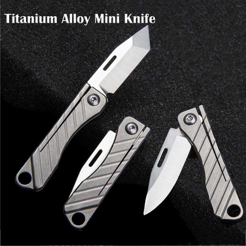 Titanium Alloy TC4 Mini Folding Knife EDC Portable Keychain Pendant Knife Express Unpacking Pocket Knife Gift EDC Tool