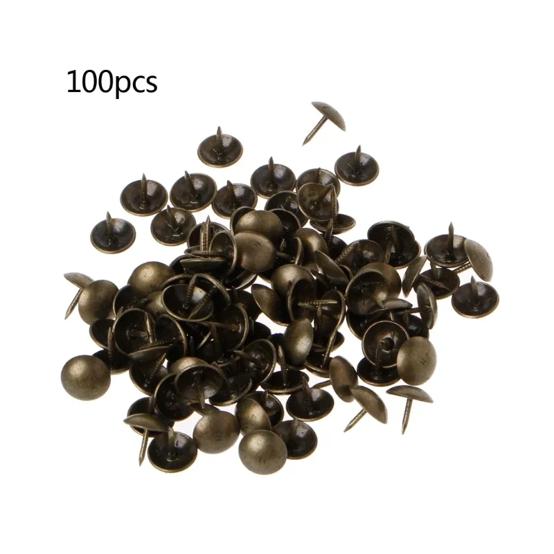 100pcs Antique Brass Bronze Upholstery Nails Jewelry Gift Wine Case Box Sofa Decorative Tack Stud Pushpin Doornail Hardware