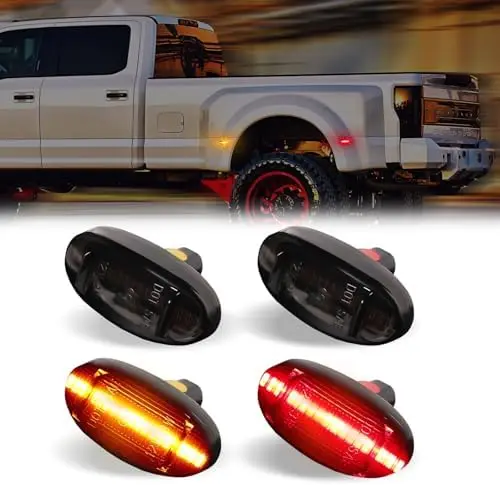

LED Dually Fender Marker Lights for 2011-2022 F250 F350 F450 F550 Super Duty - Smoked Lens (Amber/Red)