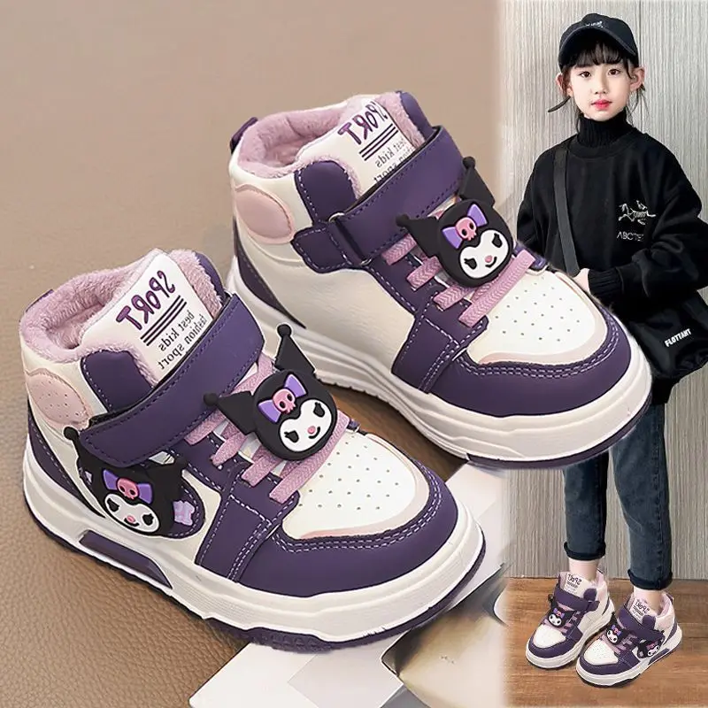 

Sanrio Kuromi Student Sports Shoes Autumn Winter Mid Top Board Shoes Cute Cartoon Sneakers Girls Comfortable Non-slip Sole Shoe