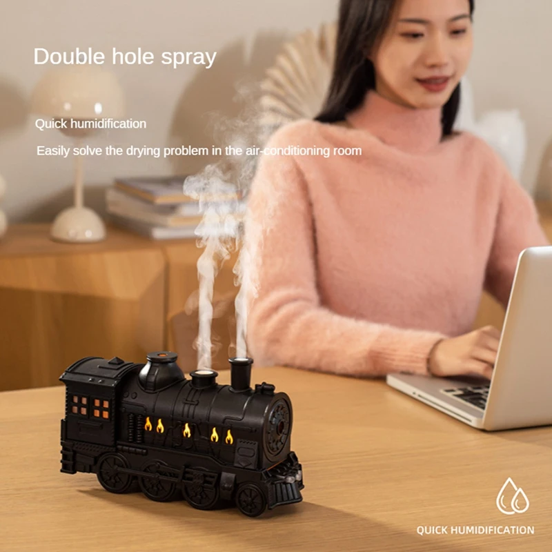 Train Humidifiers Train Aromatherapy Cool Mist Diffuser Air Humidifiers Oil Retro Diffusers With Remote Control UK Plug