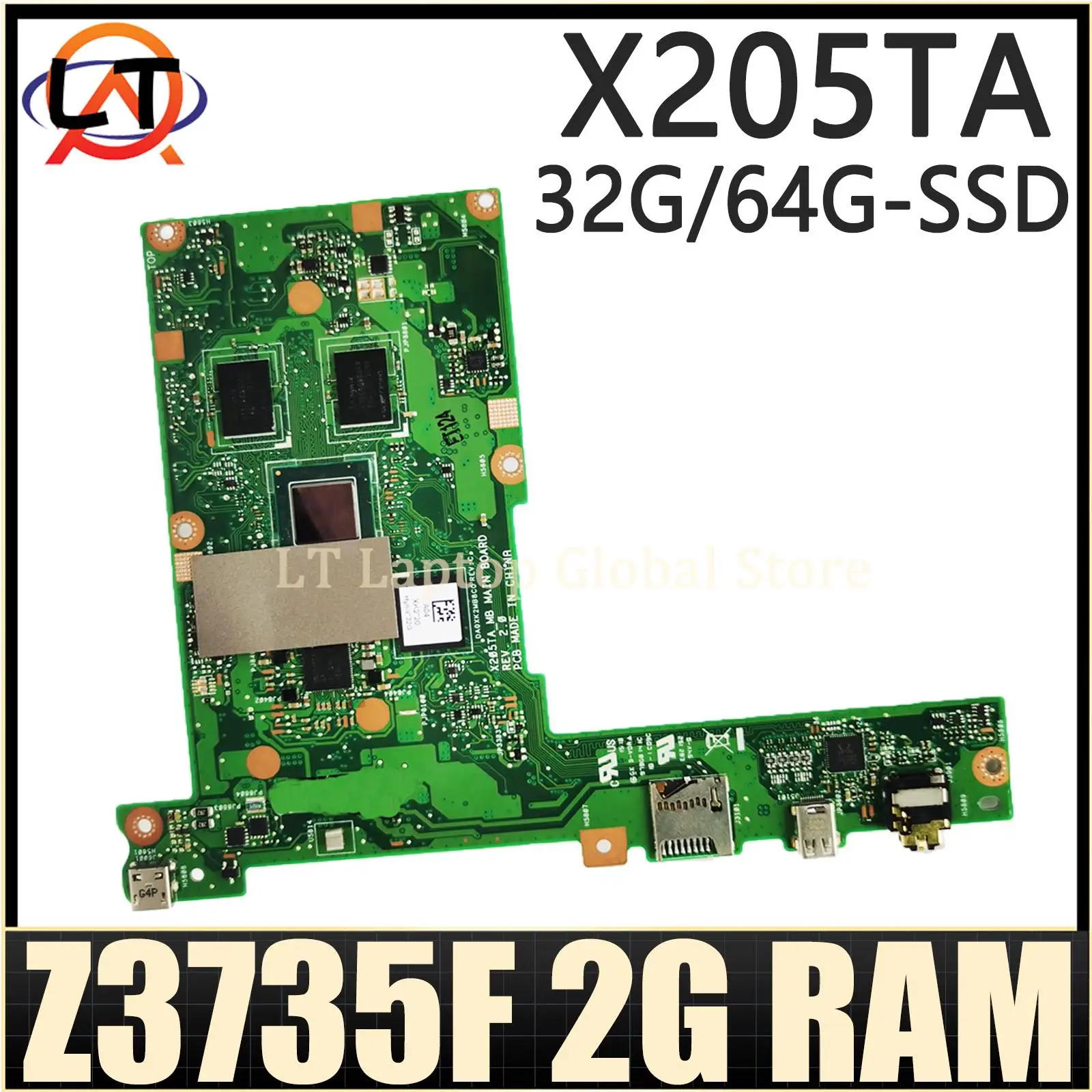 X205TA Mainboard untuk ASUS EeeBook X205 X205T x205tew Laptop Motherboard Z3735F 2GB-RAM 32G/64G-SSD