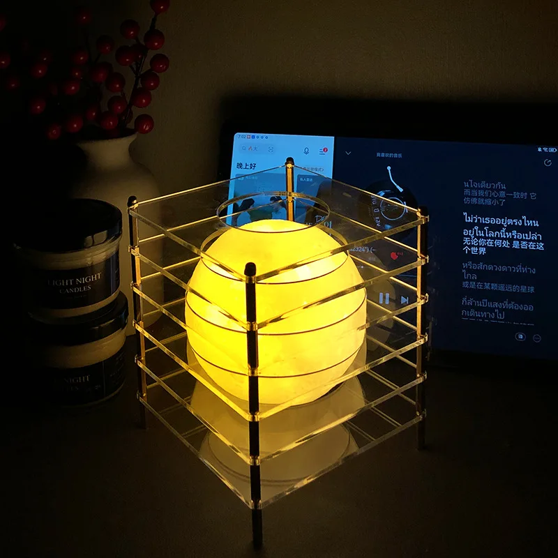 Acrylic Wrought Iron Bedside Table Lamps Rechargeable Night Light