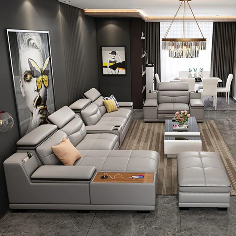

&Wholesale Furniture Supplier Luxury Sofa Set Living Room Furniture Modern Design Leather Sectional L Shaped Sofa