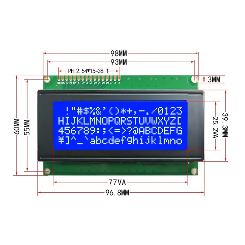 Módulo adaptador de interface serial, LCD IIC I2C, LCD2004, 20x4, 2004A, tela azul, amarela, verde, branca, SPLC780D Character, AIP31066, 2004