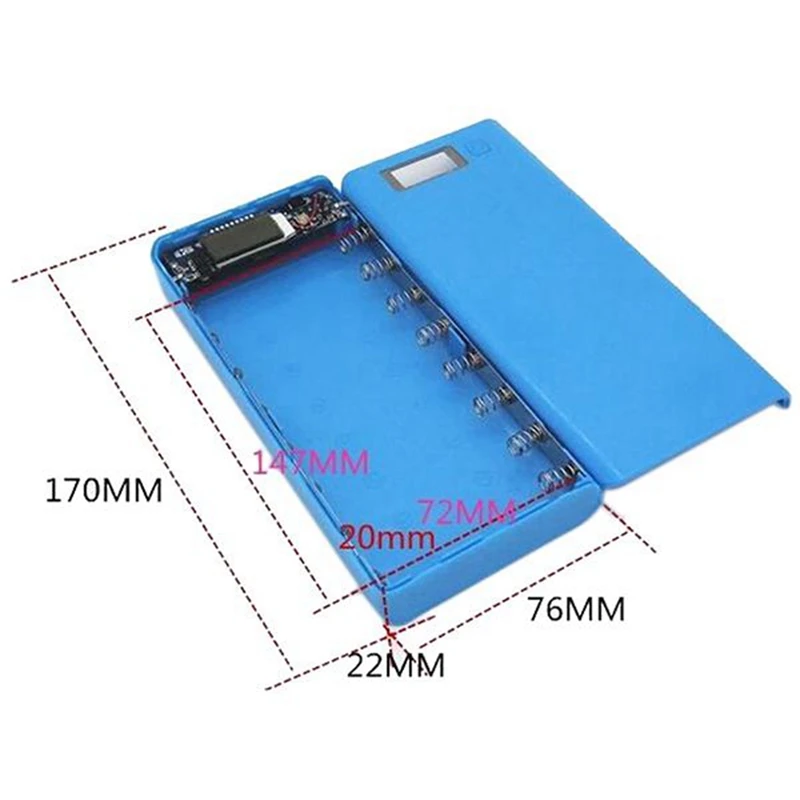 3X DIY 8X18650 Battery Power Bank Shell Case Box LCD Display Dual USB Power Bank Box KIT Power Bank 18650(No Battery)