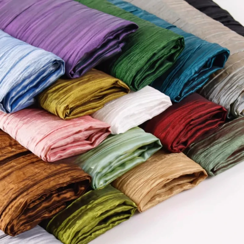 

Textured Pleated Fabric Multicolor Glossy Couture Bridal Evening Gown Designer DIY Material Luxury Apparel Craft Supplies