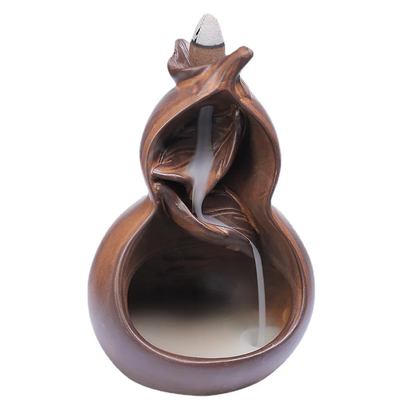 

DSA ceramic backflow incense burner, creative antique gourd, backflow aromatherapy burner home ornament