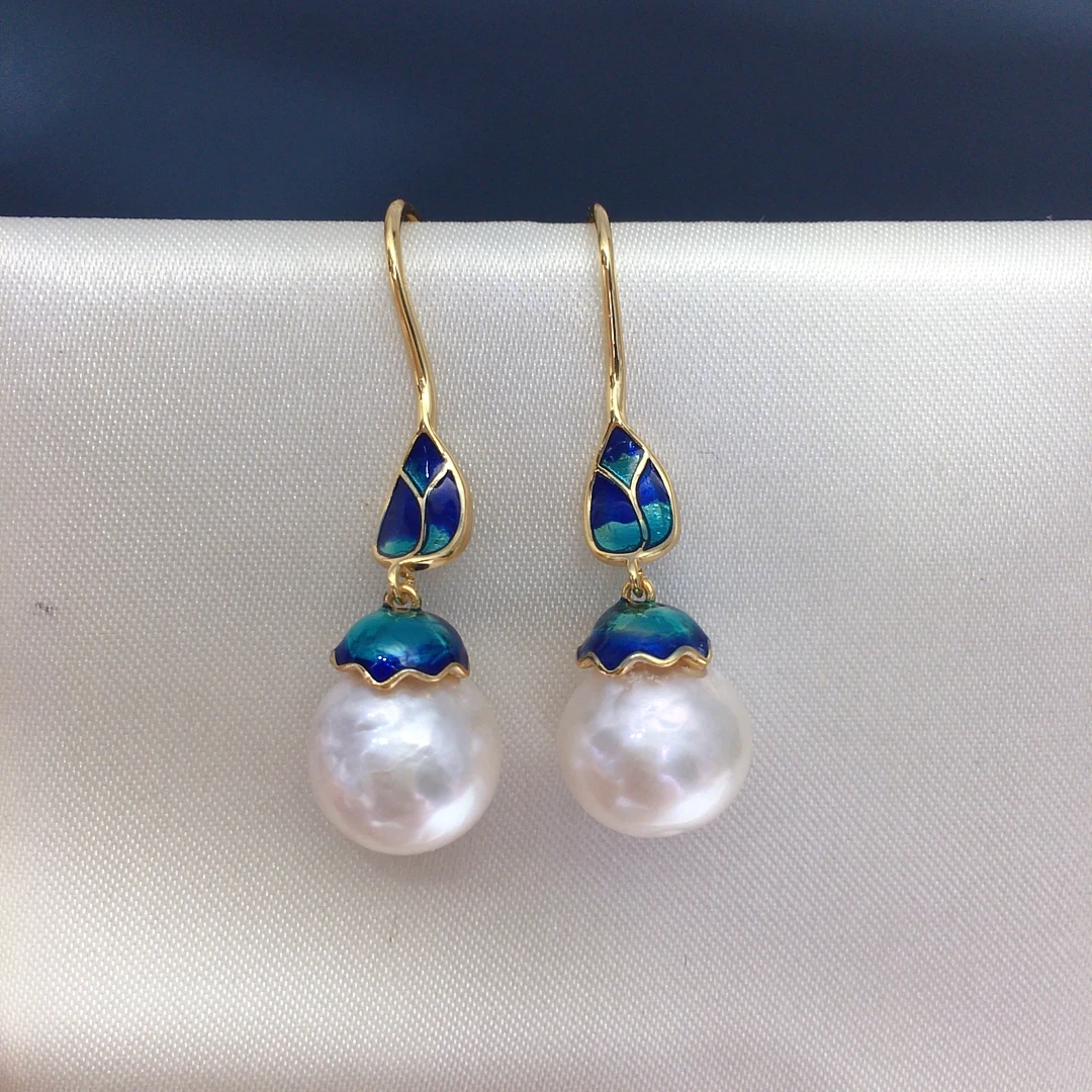 ZHBORUINI Freshwater Pearl Baroque Earring Chinese Style 9-11 Circular Baroque Fashion Jewelry Ethnic Style Retro Gift For Woman 6