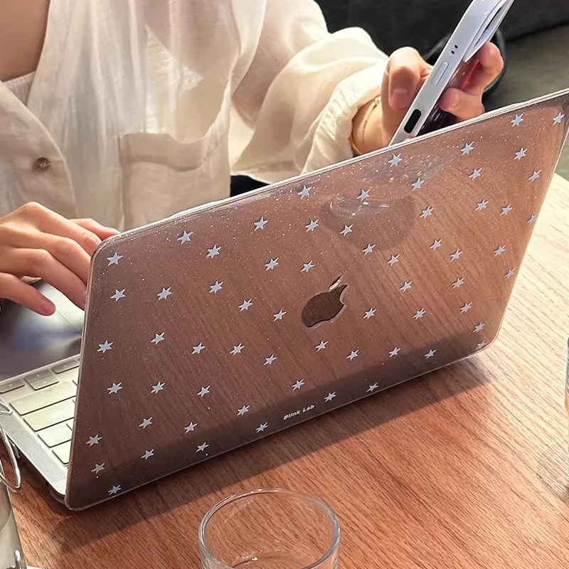 Glitter Blue Stars 2026 New Laptop Case For Macbook 13Neo A3404 Air 13.6 M4 M3 M2 A2681 A3113 A3240 Air13.3 15 ProtectiveCover