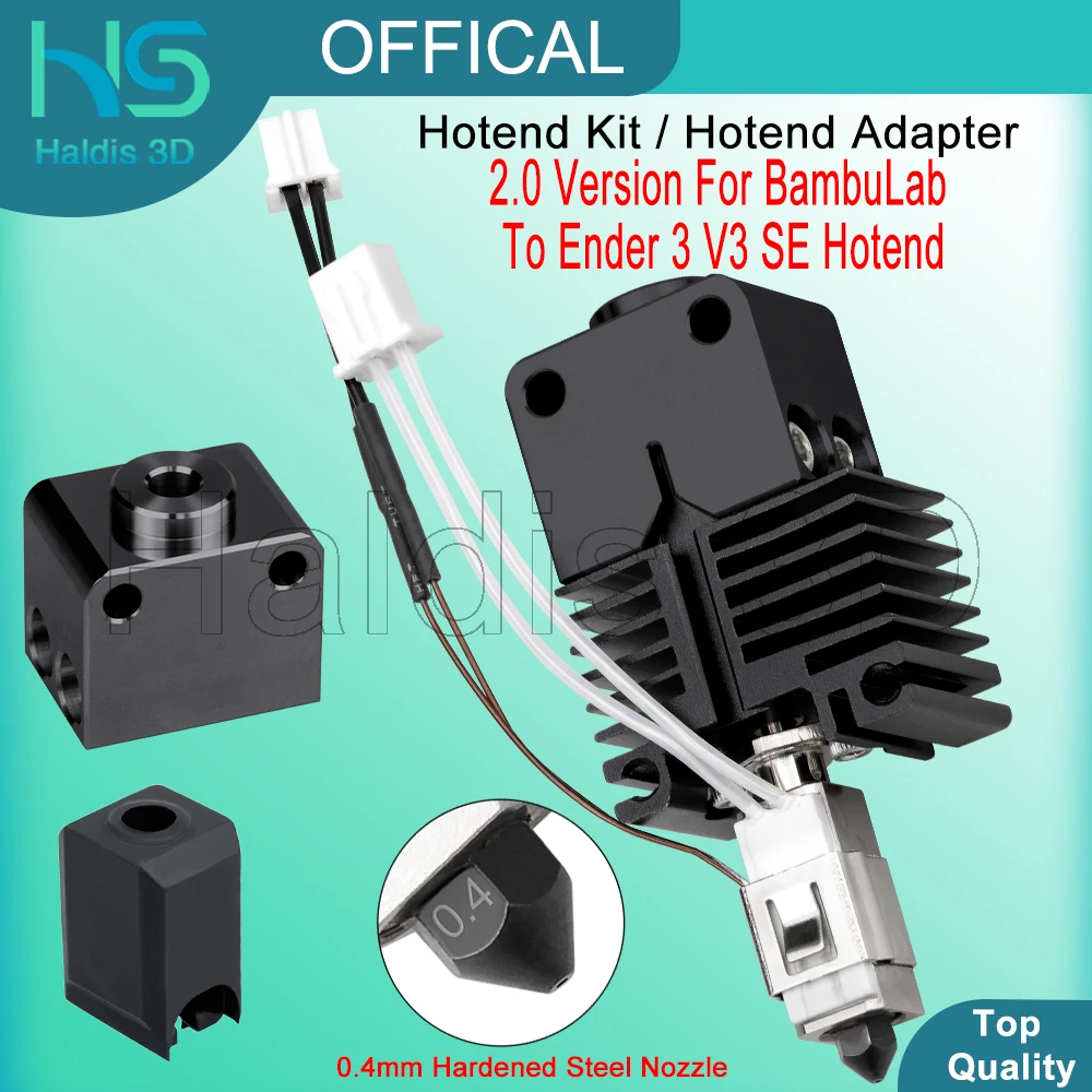

Обновление версии 2.0 для высокоскоростной печати Bambu Lab Hotend для Ender 3 V3 SE с алюминиевым адаптером Hotend с ЧПУ, комплект деталей Hot End